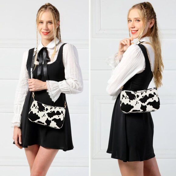 Small PU Leather Shoulder Bag Crossbody Purse with Double Straps for Women Girls - Picture 6 of 6